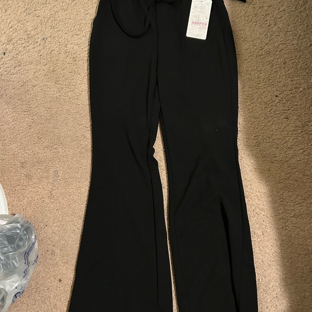 Harper Black Flare High-Rise Trousers